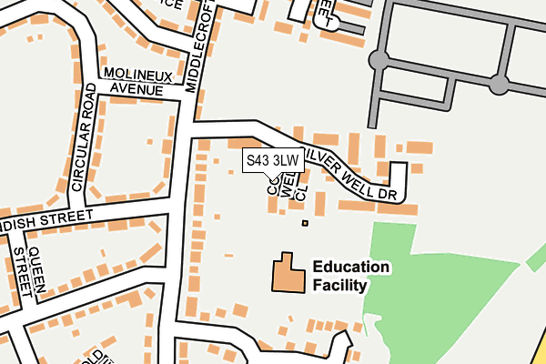 S43 3LW map - OS OpenMap – Local (Ordnance Survey)