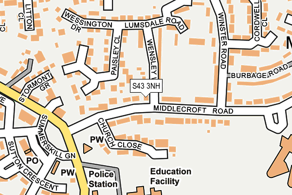 S43 3NH map - OS OpenMap – Local (Ordnance Survey)