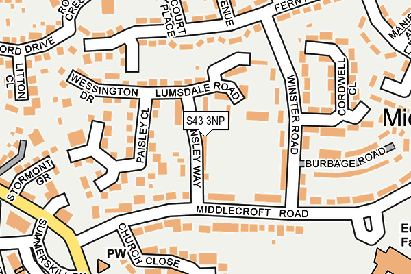 S43 3NP map - OS OpenMap – Local (Ordnance Survey)