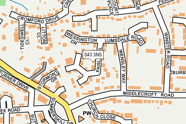 S43 3NS map - OS OpenMap – Local (Ordnance Survey)