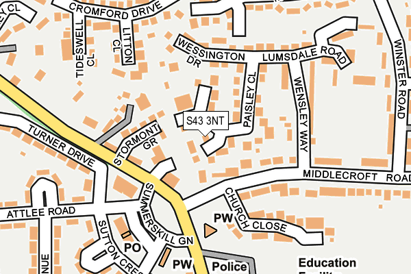 S43 3NT map - OS OpenMap – Local (Ordnance Survey)