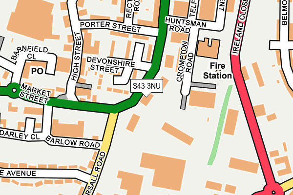 S43 3NU map - OS OpenMap – Local (Ordnance Survey)