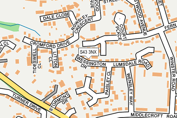 S43 3NX map - OS OpenMap – Local (Ordnance Survey)