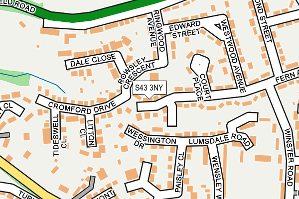 S43 3NY map - OS OpenMap – Local (Ordnance Survey)
