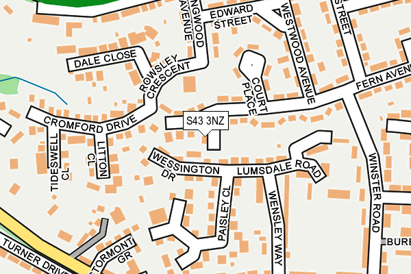 S43 3NZ map - OS OpenMap – Local (Ordnance Survey)