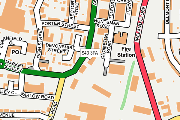 S43 3PA map - OS OpenMap – Local (Ordnance Survey)