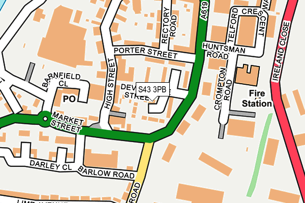 S43 3PB map - OS OpenMap – Local (Ordnance Survey)