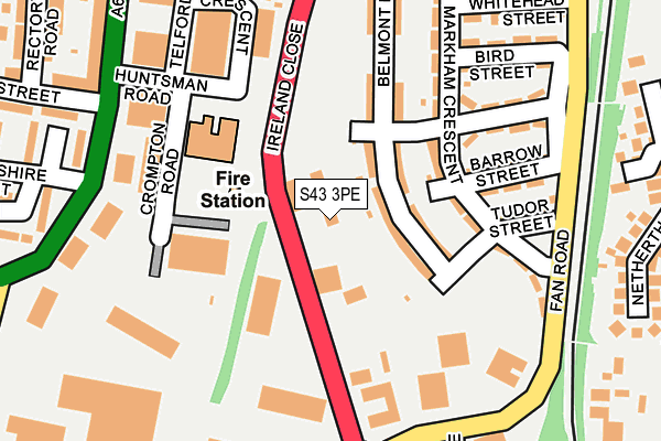 S43 3PE map - OS OpenMap – Local (Ordnance Survey)
