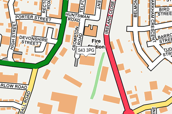 S43 3PG map - OS OpenMap – Local (Ordnance Survey)
