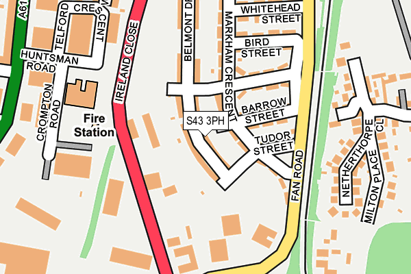 S43 3PH map - OS OpenMap – Local (Ordnance Survey)