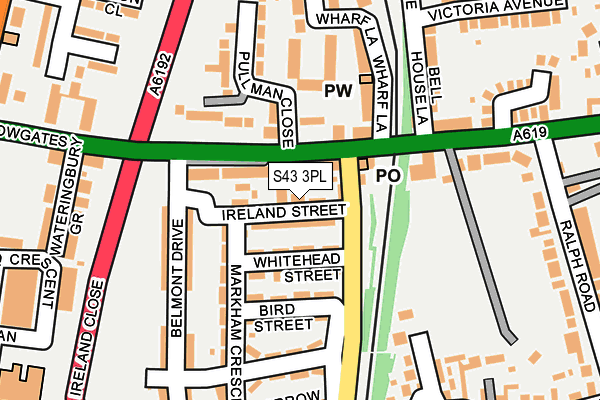 S43 3PL map - OS OpenMap – Local (Ordnance Survey)