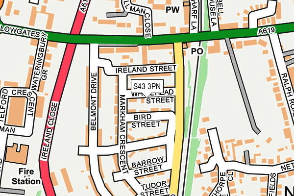 S43 3PN map - OS OpenMap – Local (Ordnance Survey)