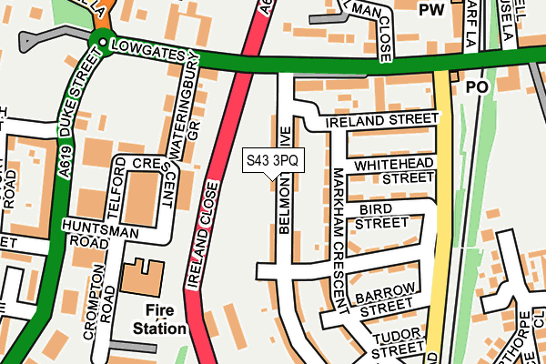 S43 3PQ map - OS OpenMap – Local (Ordnance Survey)