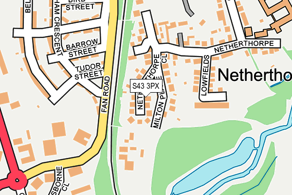 S43 3PX map - OS OpenMap – Local (Ordnance Survey)