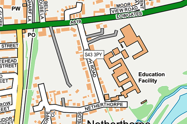 S43 3PY map - OS OpenMap – Local (Ordnance Survey)
