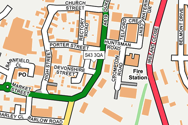 S43 3QA map - OS OpenMap – Local (Ordnance Survey)
