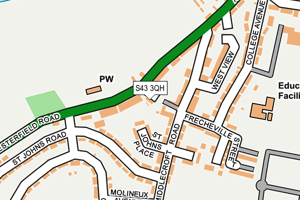 S43 3QH map - OS OpenMap – Local (Ordnance Survey)