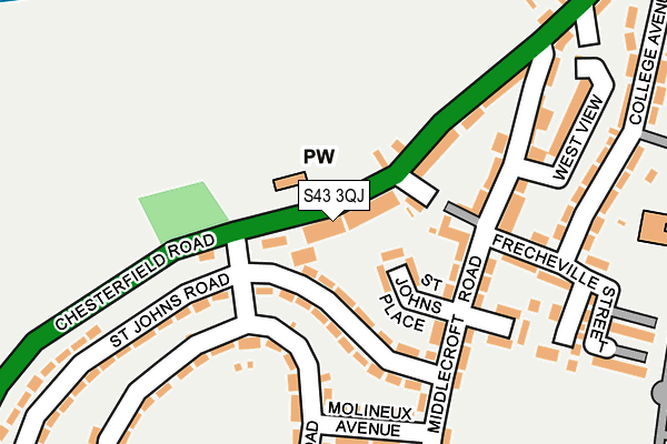 S43 3QJ map - OS OpenMap – Local (Ordnance Survey)