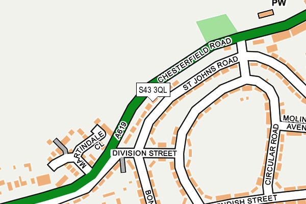 S43 3QL map - OS OpenMap – Local (Ordnance Survey)