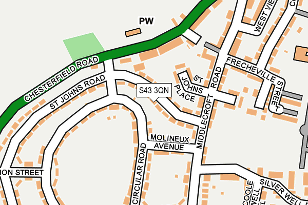 S43 3QN map - OS OpenMap – Local (Ordnance Survey)