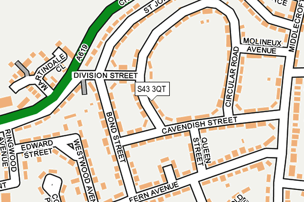S43 3QT map - OS OpenMap – Local (Ordnance Survey)