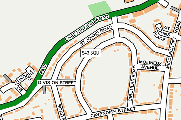 S43 3QU map - OS OpenMap – Local (Ordnance Survey)