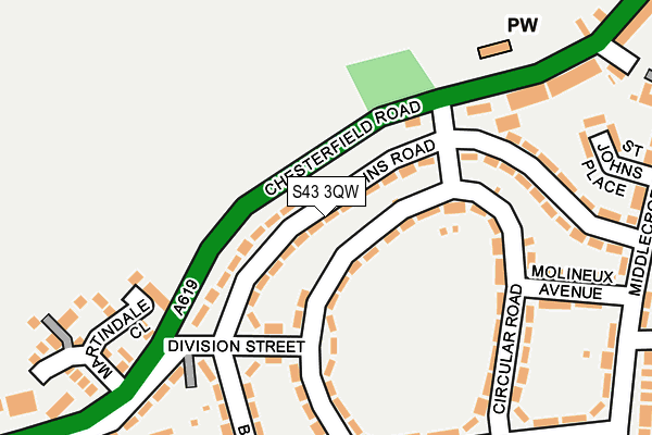 S43 3QW map - OS OpenMap – Local (Ordnance Survey)