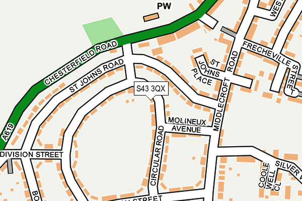 S43 3QX map - OS OpenMap – Local (Ordnance Survey)