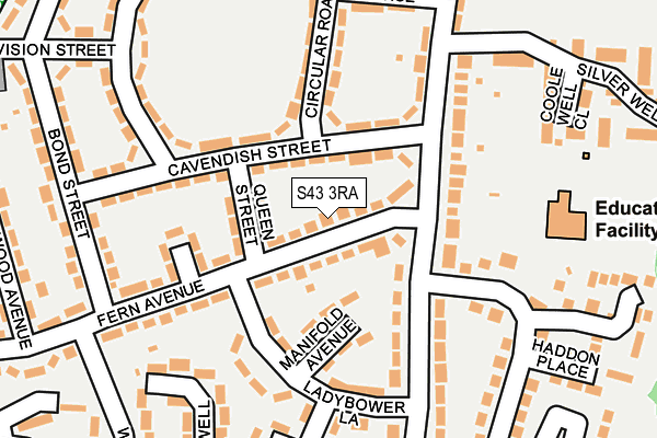 S43 3RA map - OS OpenMap – Local (Ordnance Survey)