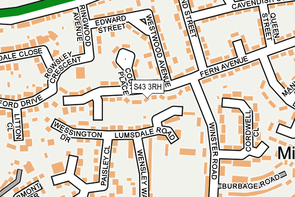 S43 3RH map - OS OpenMap – Local (Ordnance Survey)