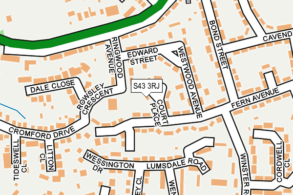 S43 3RJ map - OS OpenMap – Local (Ordnance Survey)