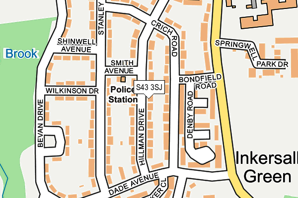 S43 3SJ map - OS OpenMap – Local (Ordnance Survey)