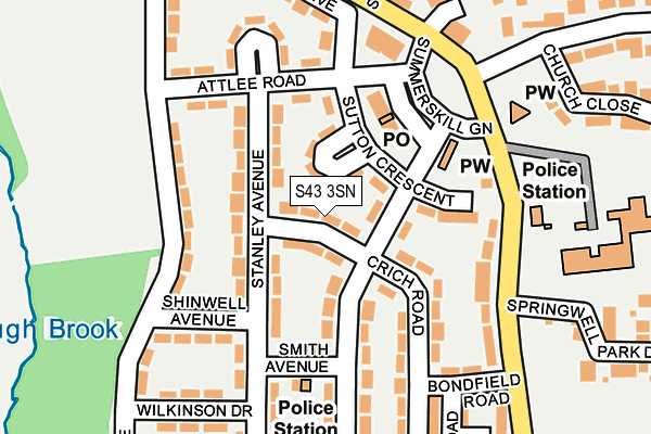 S43 3SN map - OS OpenMap – Local (Ordnance Survey)