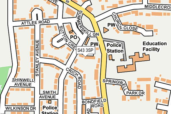 S43 3SP map - OS OpenMap – Local (Ordnance Survey)