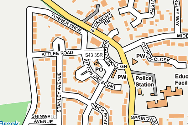 S43 3SR map - OS OpenMap – Local (Ordnance Survey)