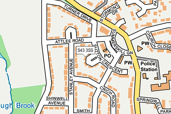 S43 3SS map - OS OpenMap – Local (Ordnance Survey)