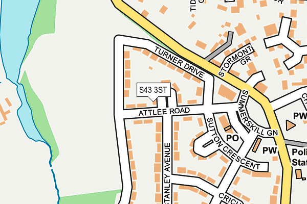 S43 3ST map - OS OpenMap – Local (Ordnance Survey)