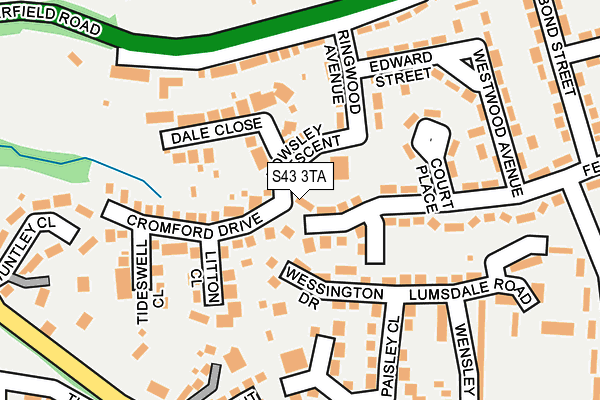 S43 3TA map - OS OpenMap – Local (Ordnance Survey)