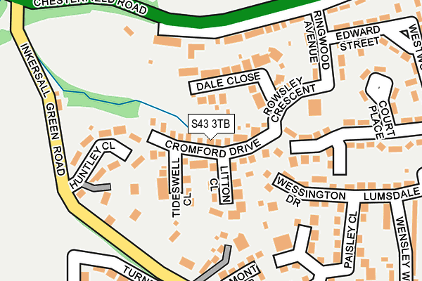 S43 3TB map - OS OpenMap – Local (Ordnance Survey)