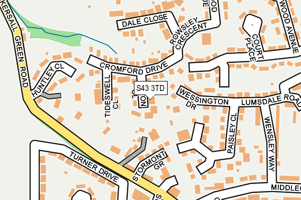 S43 3TD map - OS OpenMap – Local (Ordnance Survey)