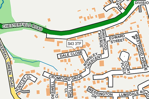 S43 3TF map - OS OpenMap – Local (Ordnance Survey)