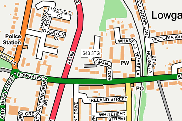 S43 3TG map - OS OpenMap – Local (Ordnance Survey)