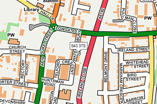 S43 3TS map - OS OpenMap – Local (Ordnance Survey)