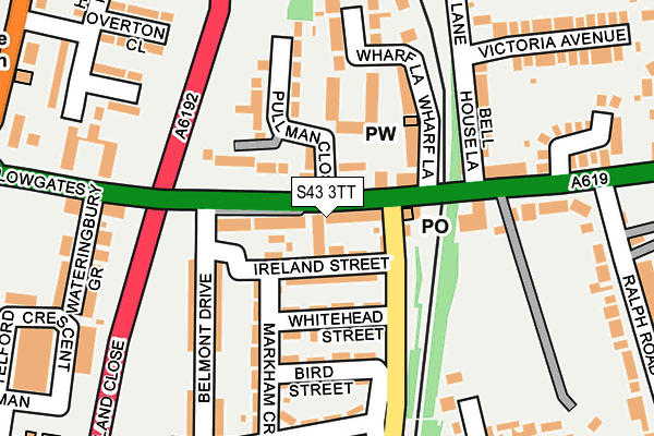 S43 3TT map - OS OpenMap – Local (Ordnance Survey)