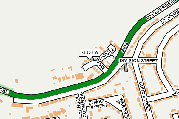 S43 3TW map - OS OpenMap – Local (Ordnance Survey)