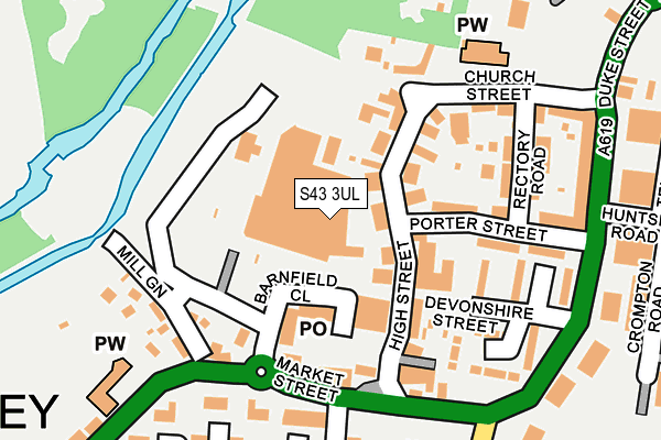 S43 3UL map - OS OpenMap – Local (Ordnance Survey)