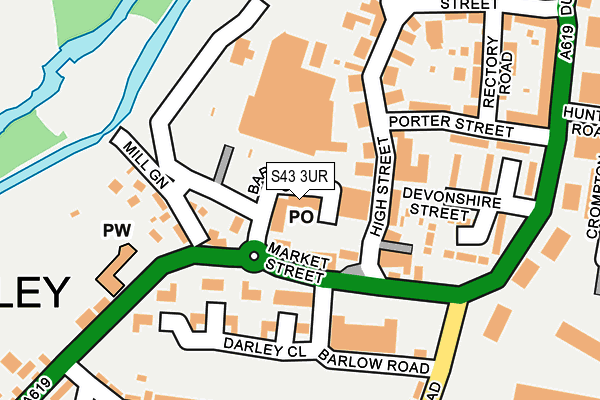 S43 3UR map - OS OpenMap – Local (Ordnance Survey)