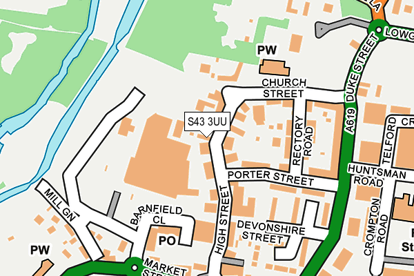 S43 3UU map - OS OpenMap – Local (Ordnance Survey)