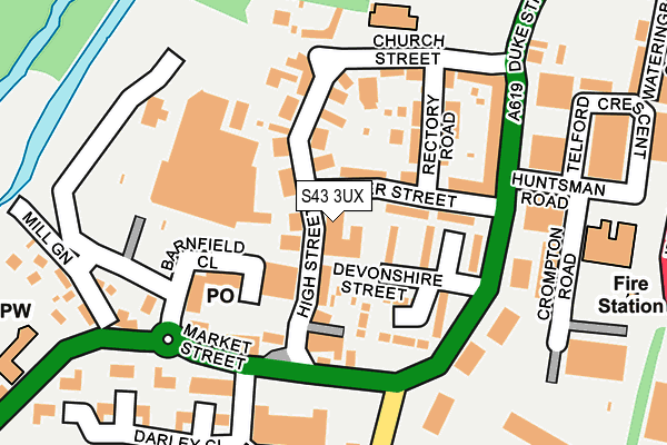 S43 3UX map - OS OpenMap – Local (Ordnance Survey)