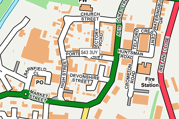 S43 3UY map - OS OpenMap – Local (Ordnance Survey)